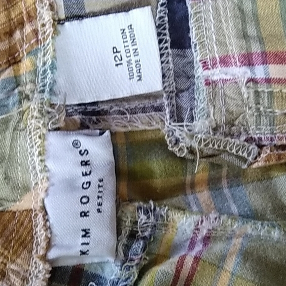 Kim Rogers Patchwork Madras Shorts sz 12P 100% cotton - Picture 5 of 7